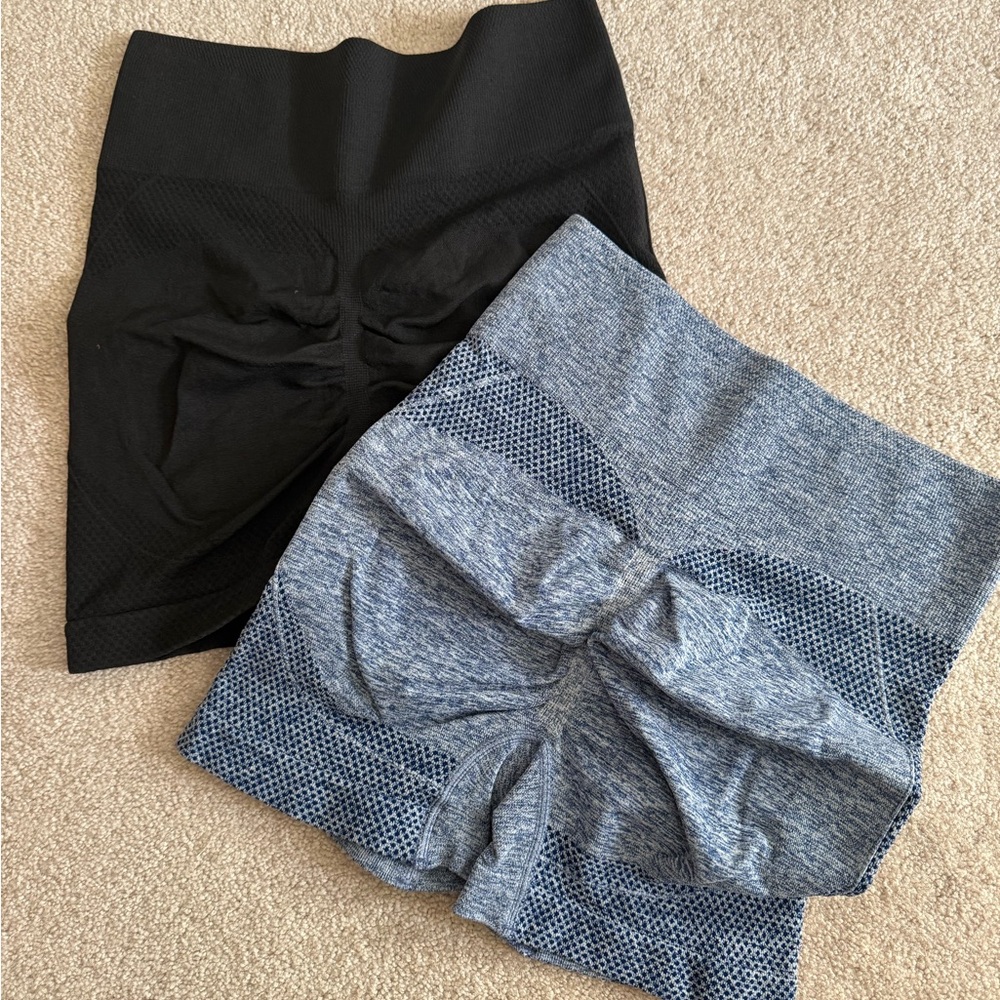 Black and Gray Textured Shorts Set